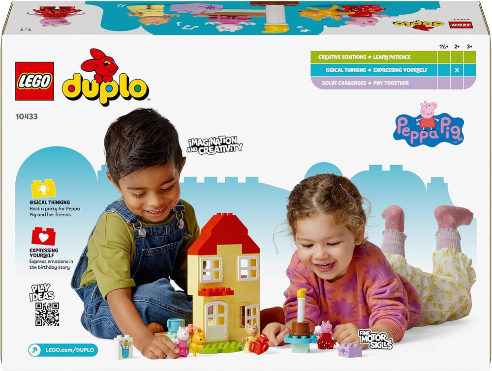 LEGO DUPLO La casa del compleanno di Peppa: giocattolo creativo a 3 personaggi, costruisci e ricostruisci la casa giocattolo per bambini di 2 anni, ragazzi e ragazze, promuove la destrezza 10433 Set da costruzione Besuche den LEGO-Store