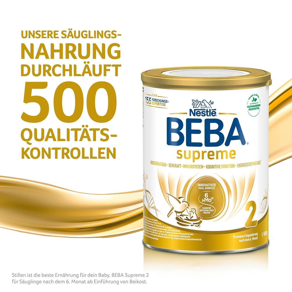 BEBA SUPREME 2 Latte di proseguimento dopo 6 mesi, solo lattosio, senza olio di palma, conf. da 6 (6 x 800g) Naty Shop