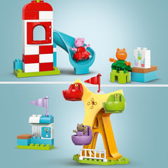 LEGO DUPLO Luna Park di Peppa Wutz - Giocattoli per bambini e giocattoli per la motricità dai 2 anni in su - Giochi prescolari con grande ruota, scivolo e 3 personaggi tra cui Mollie Kitty e Klausi Kläff - Regalo per bambini 10453 Set di costruzione Besuche den LEGO-Store