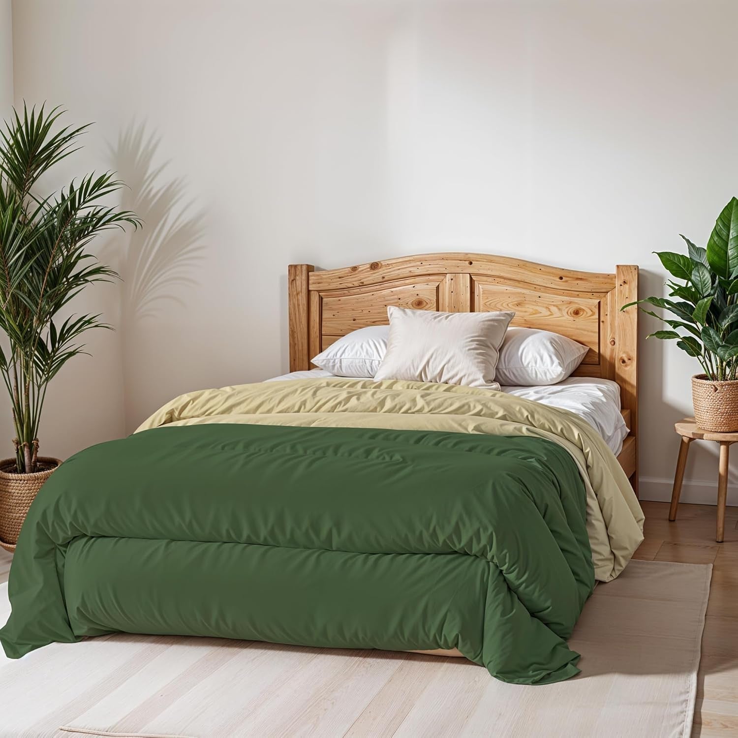 Trapunta invernale basic, tinta unita e foderata, verde scuro/crema, 200X245Cm Piumini e trapunte Naty Shop