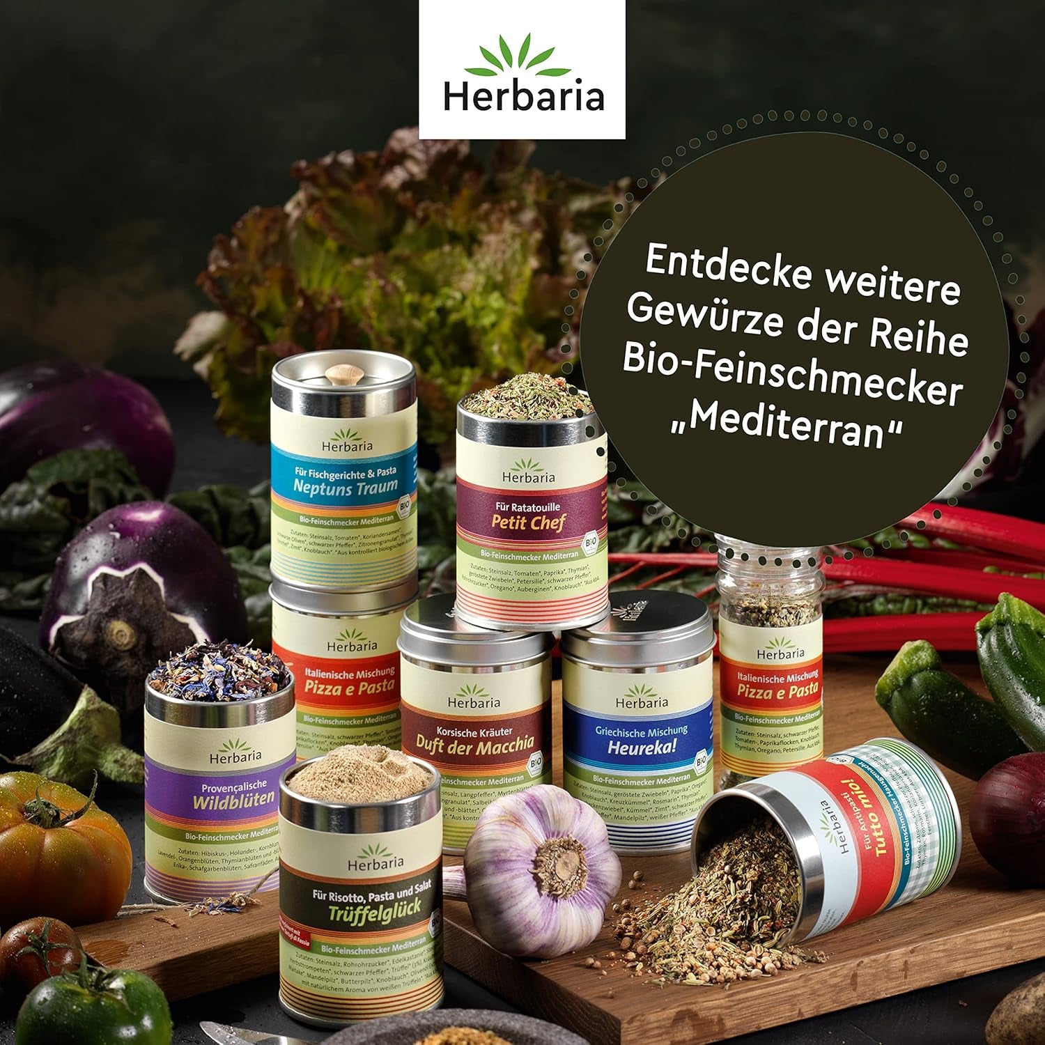 Herbaria Trüffelglück bio 110g M-Dose - Fertiges Bio-Pilz- & Trufflelegewürz für intensiv-köstliche Gerichte - mit erlesenen Ingredient - in nachhaltiger Aromaschutz-Dose