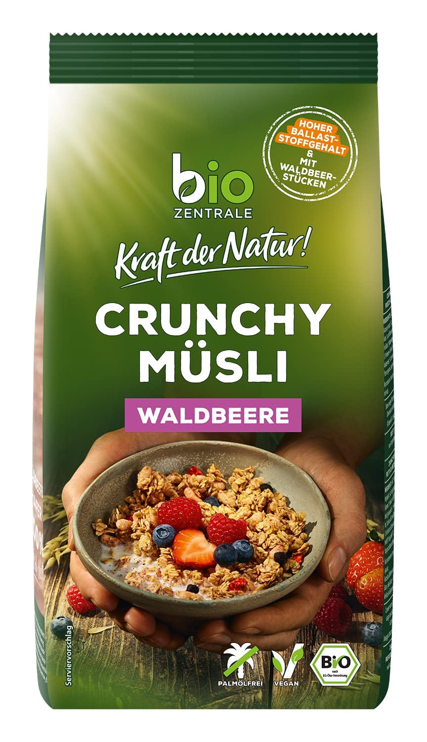 Muesli croccante ai frutti di bosco Biozentrale | 375 g di muesli biologico | Ideale per la colazione e per la tua tazza di muesli da asporto | Un'alternativa alle barrette di muesli