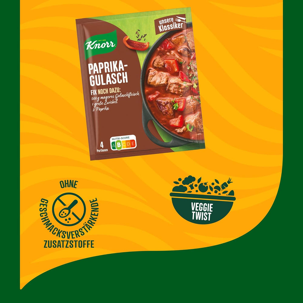Knorr Fix Würzmischung Paprika-Gulash per una carne leccata con ingredienti naturali 4 porzioni