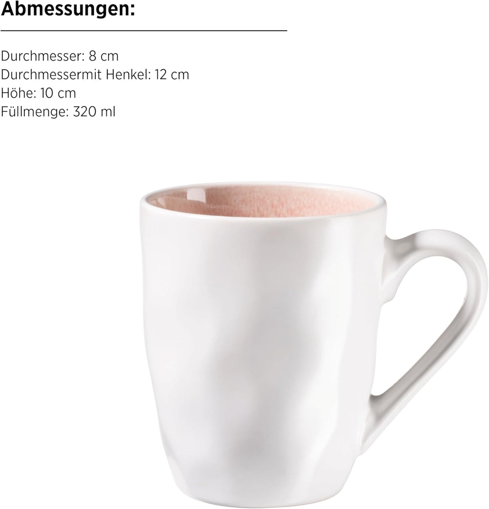 MÄSER 934111 Serie Frozen, Geschirr Set aus Keramik für 4 Personen, 16-teiliges Kombiservice mit organischen Formen, in beere gesprenkeltes Service, Berry