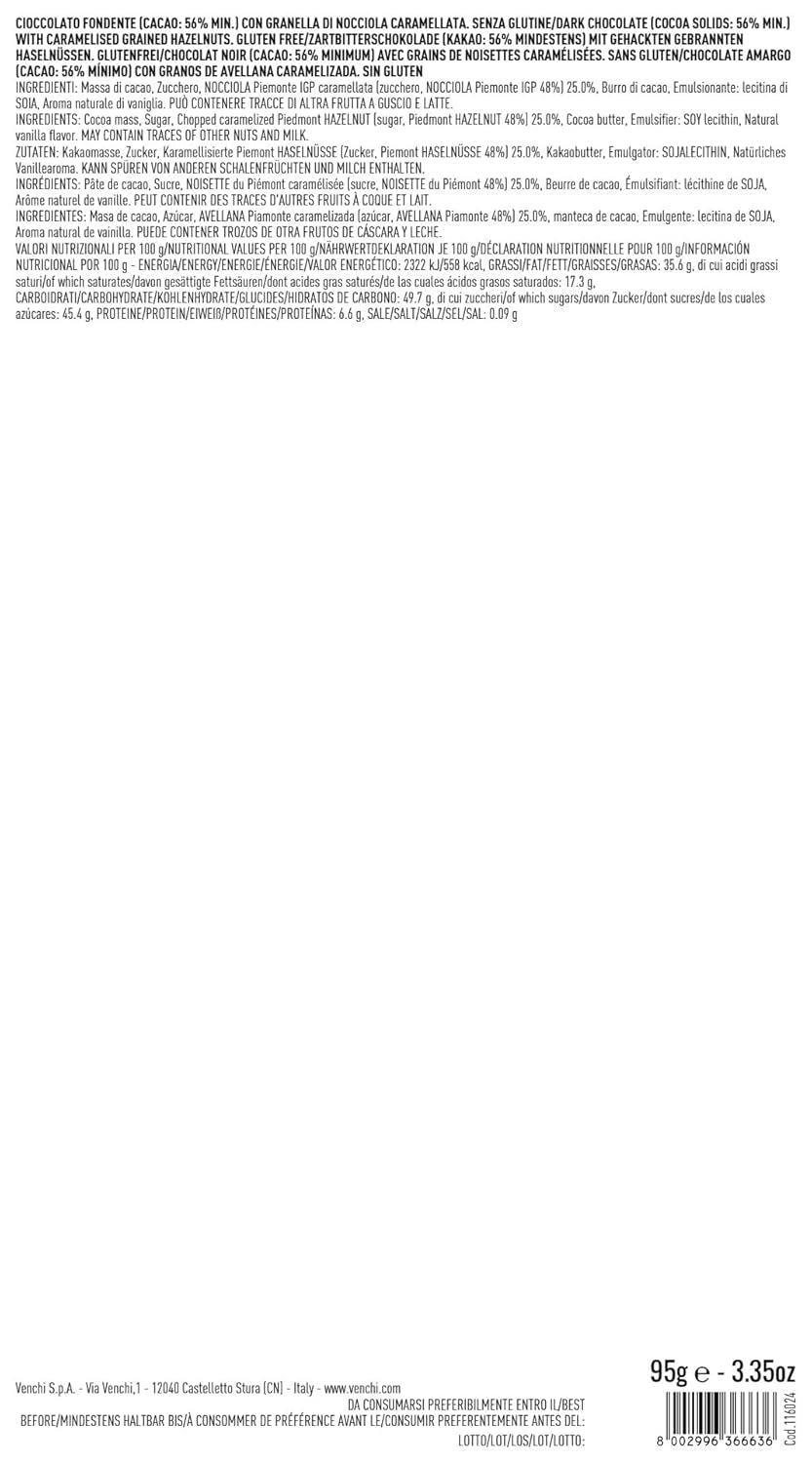 Cioccolato al latte Venchi con Nocciole intere di bosco Piemonte IGP, 100g - senza glutine