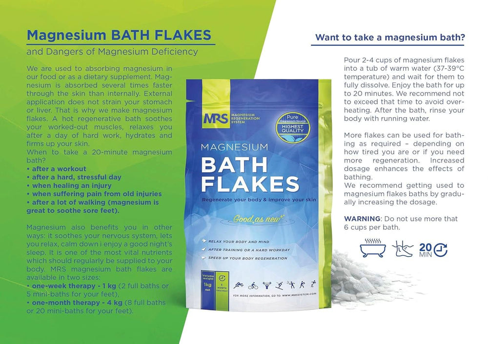 MRS Fiocchi di cloruro di magnesio naturale al 100% - sali da bagno ideali per pediluvi, bagni completi e contro la carenza di magnesio - 4 Kg Doccia e Bagno Naty Shop