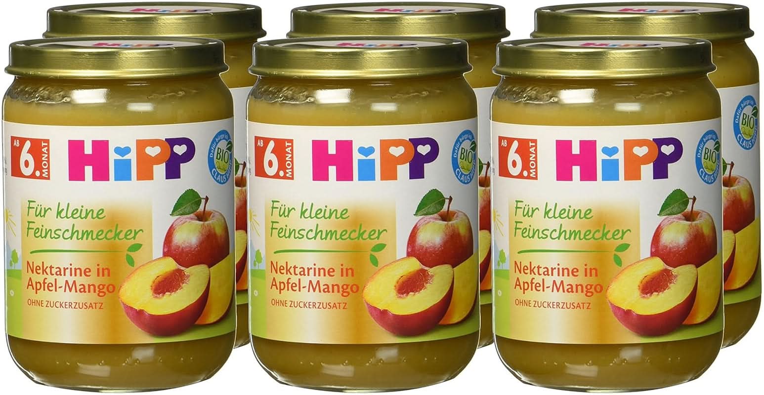 Hipp For Little Gourmet, Nettarine in mele e mango, senza zuccheri aggiunti, 6 X 190 grammi Mamma e Bambino Naty Shop