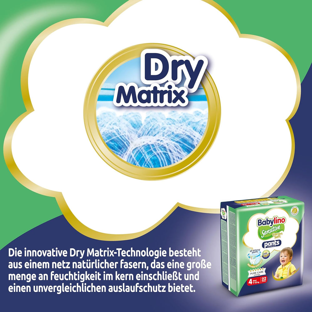 Pannolini Sensitive Cotton Soft, taglia 4, Pantaloni Maxi (7-13 kg), 22 pezzi