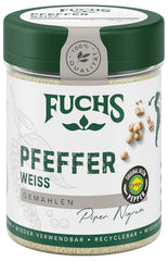 Fuchs Gewürze - Pfeffer weiß gemahlen - Pfeffer aus dem Amazonasgebiet, für helle Saucen, Fisch oder Suppen - natural Ingredients - 60 g in wiederverwendbarer, recyclebarer Dose