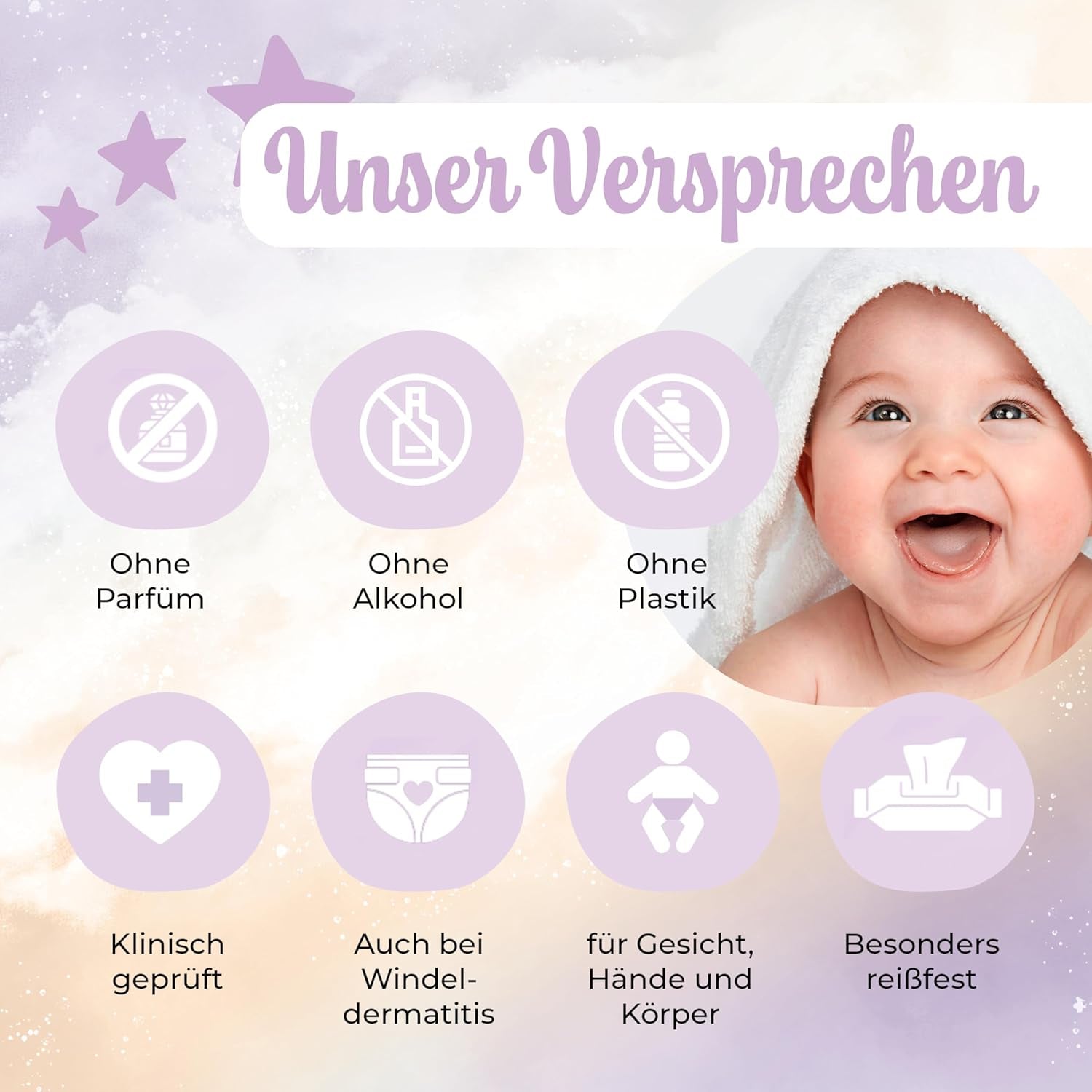 Salviettine umidificate Millis Bamboo Baby Sensitive per la pelle delicata del bambino - 5 x 60 pezzi - Pulizia naturale, delicata e sostenibile - Salviette biodegradabili per neonati, senza plastica e senza alcool