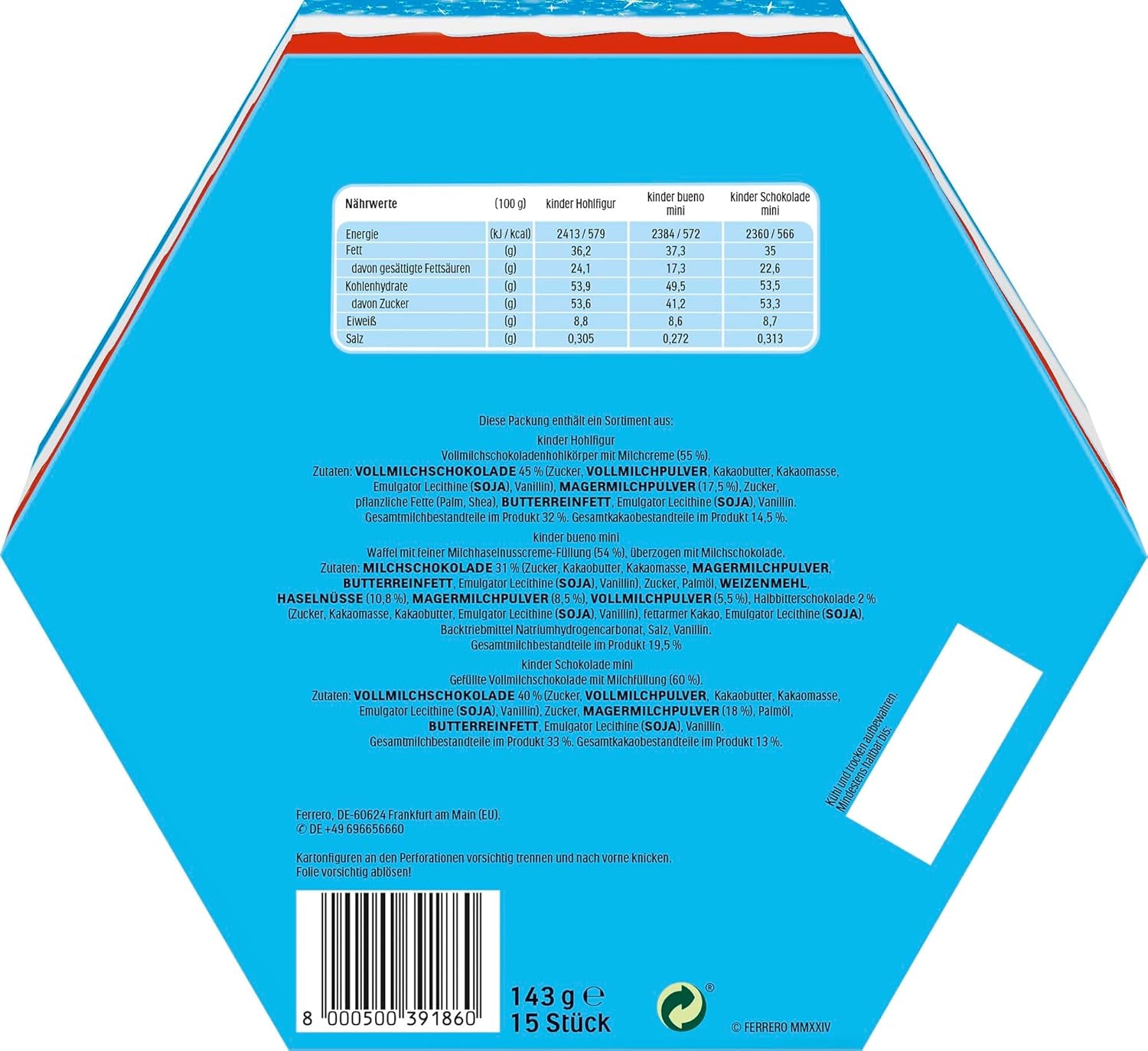 Piatto natalizio Kinder Mix - deliziose specialità al cioccolato della linea Kinder - 143g