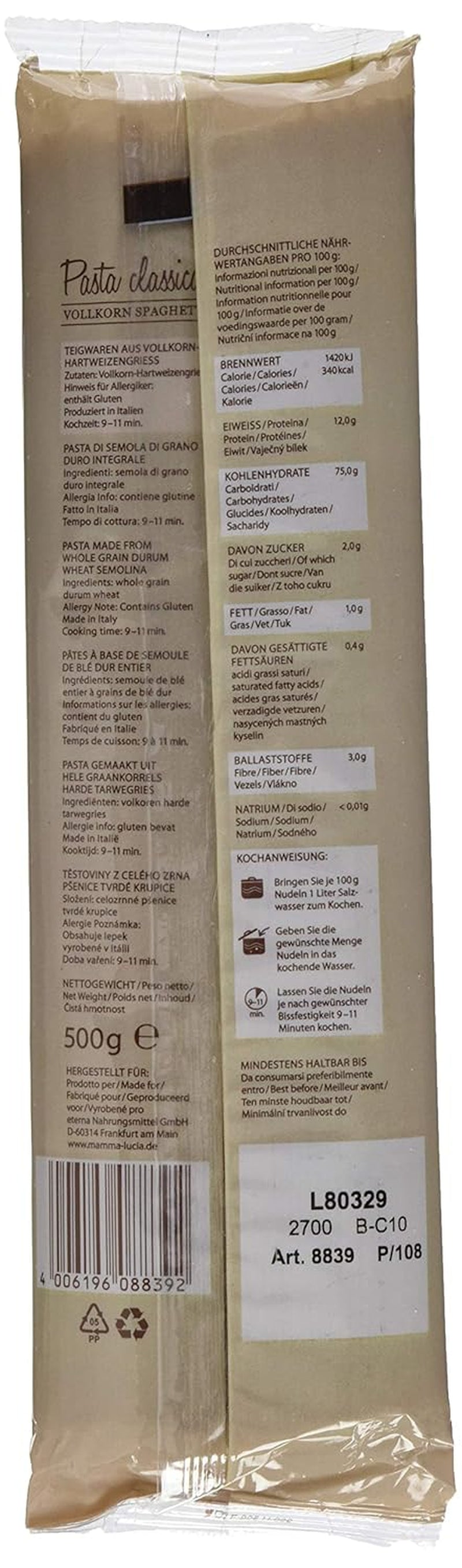 Spaghetti pasta integrale, 500 g