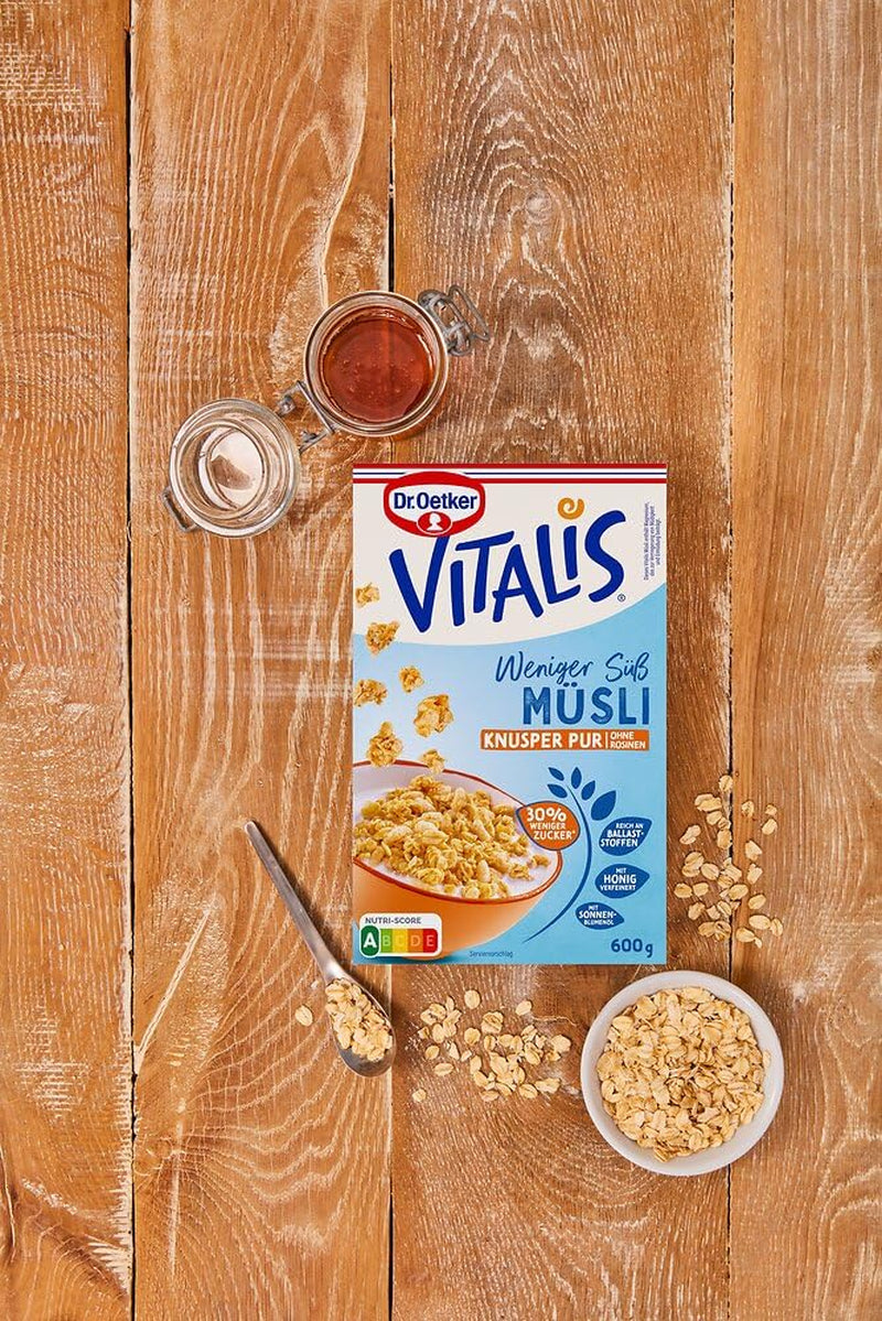 Dr. Oetker Vitalis Less Sweet Crunchy Pure: muesli croccante con il 30% di zucchero in meno, confezione da 5 (5 x 600 g)