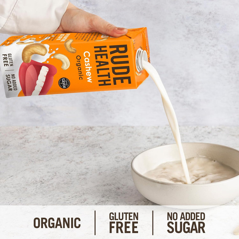 Rude Health 6 x 1 litro Bio-Cashew-Drink, 100% naturale Bio-Getränk, glutenfrei, ungesüßt, preisgekrönt, gesund & vegan, 100% recycelbare Verpackung
