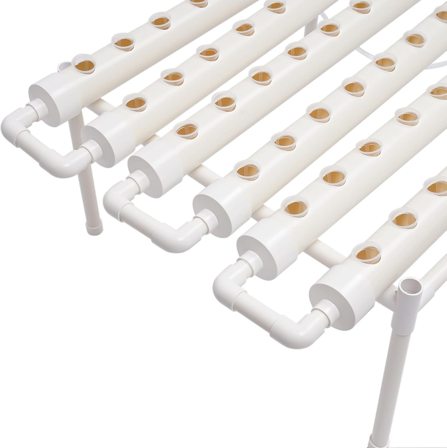 Kit di coltivazione idroponica a 1 strato con 54 fioriere, sistemi di coltivazione di piante fuori suolo in PVC con pompa dell'acqua, kit di coltivazione idroponica per la coltivazione di frutta e verdura su balconi, giardini, cortili e cortili