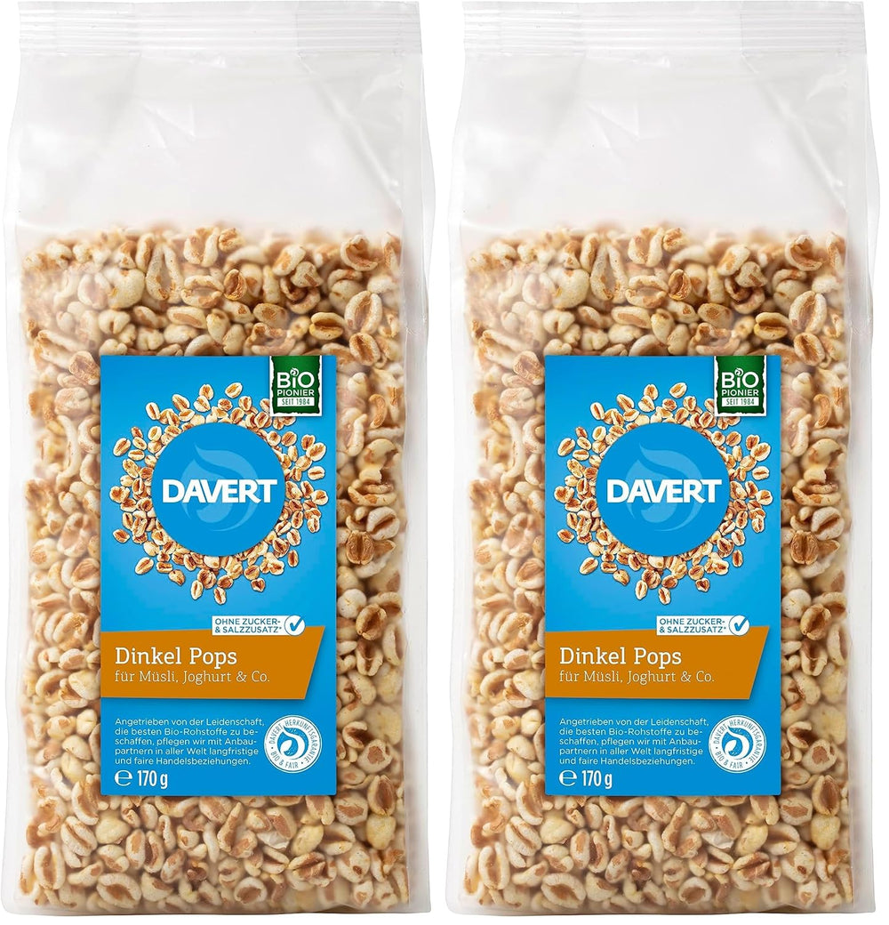 Lecca lecca di farro Davert 170g – Fagioli di farro espansi aromatizzati, ariosi e leggeri con un delicato sapore di tostatura – 100% qualità biologica Davert (1 x 170g)