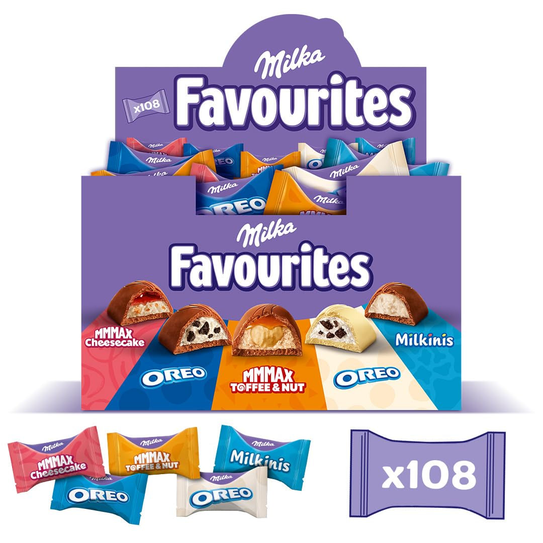 Milka Favourites, 108 praline incartate singolarmente, assortimenti vari, Cioccolatini da 1 Kg Naty Shop