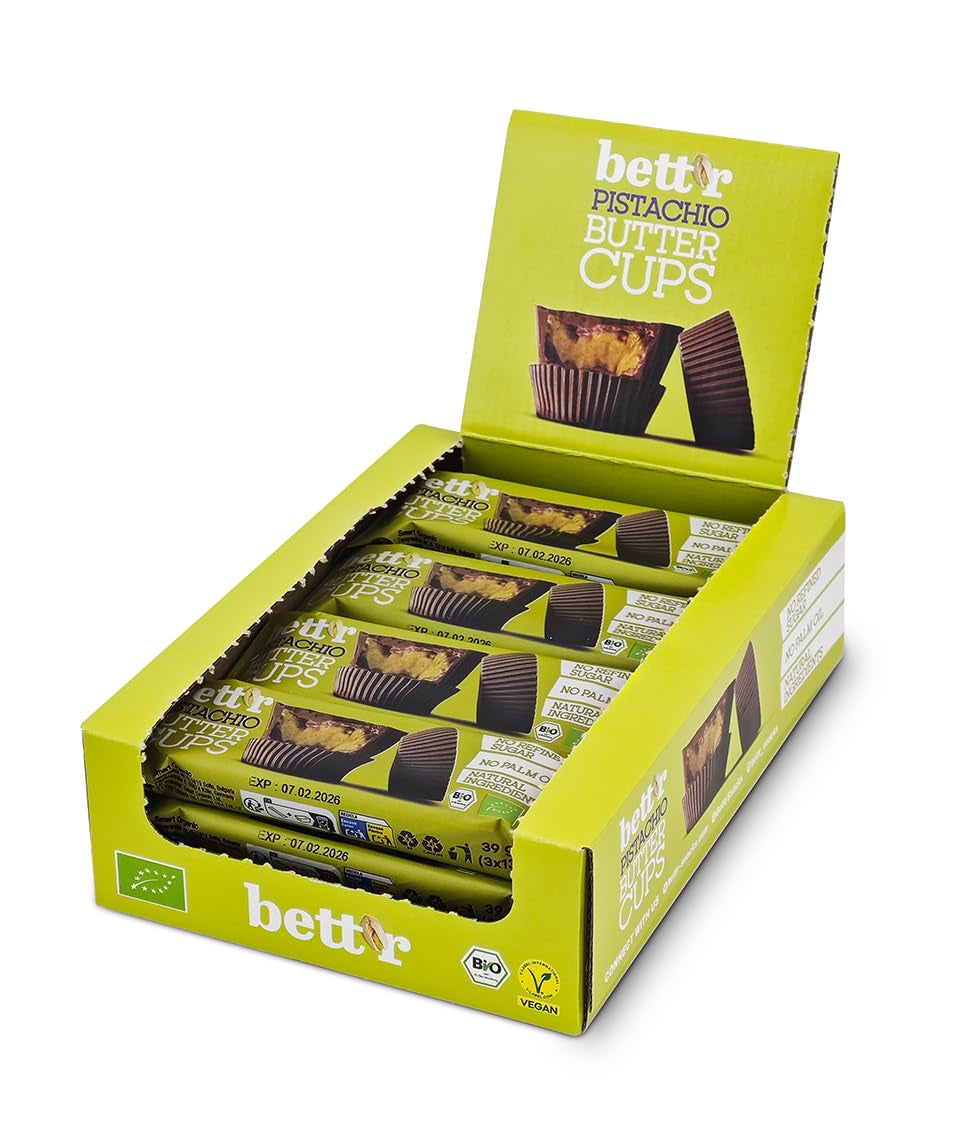Bett'r Guilt Free Ranuncoli alla nocciola biologici. 100% vegano, senza glutine e senza lattosio - 12 x 39 g