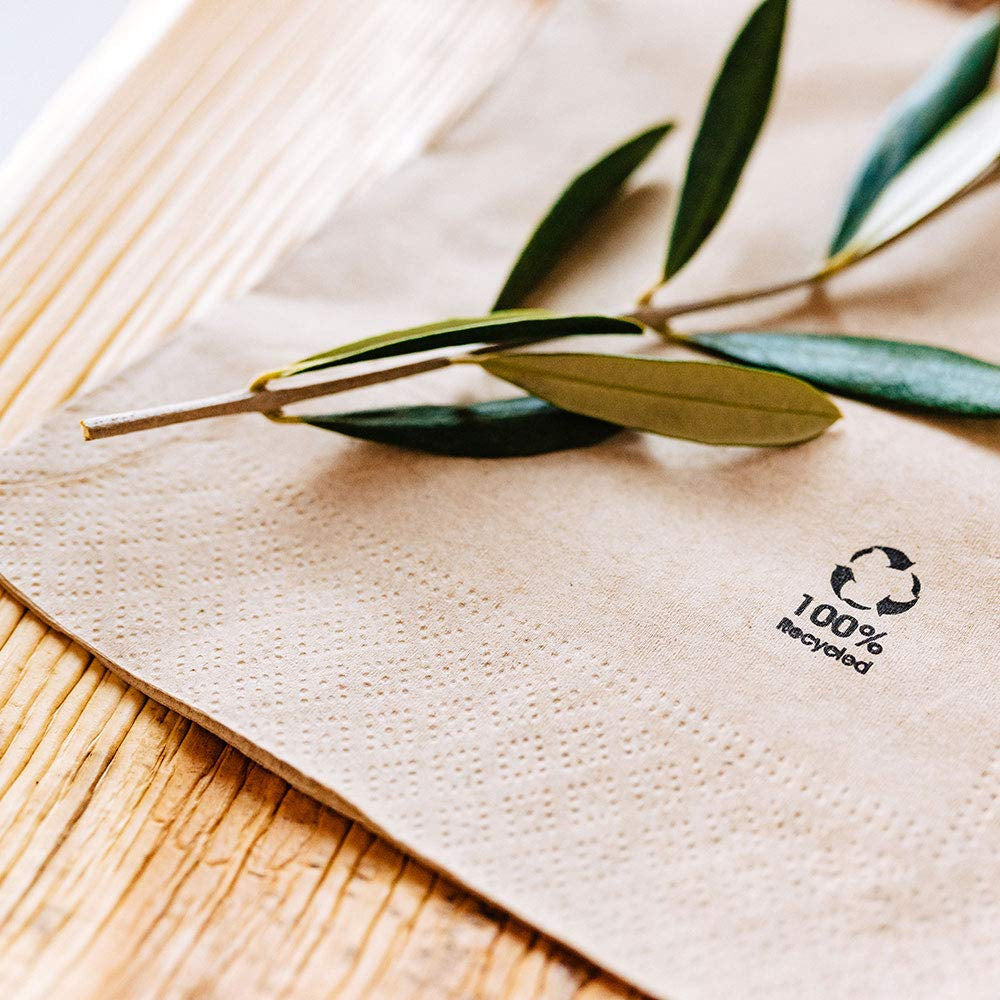 Șervețele ecologice organice realizate din hârtie reciclată I Șervețele din hârtie de înaltă calitate 10 X 10 cm I 100 bucăți șervețele de cocktail Nealbite, biodegradabile, compostabile