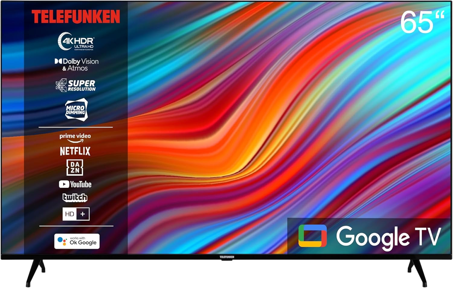 TELEFUNKEN XU50AN754M Televizor de 50 de inci/Smart TV cu Android (4K Ultra HD, HDR Dolby Vision, triplu tuner, Bluetooth, Dolby Atmos) [2023]