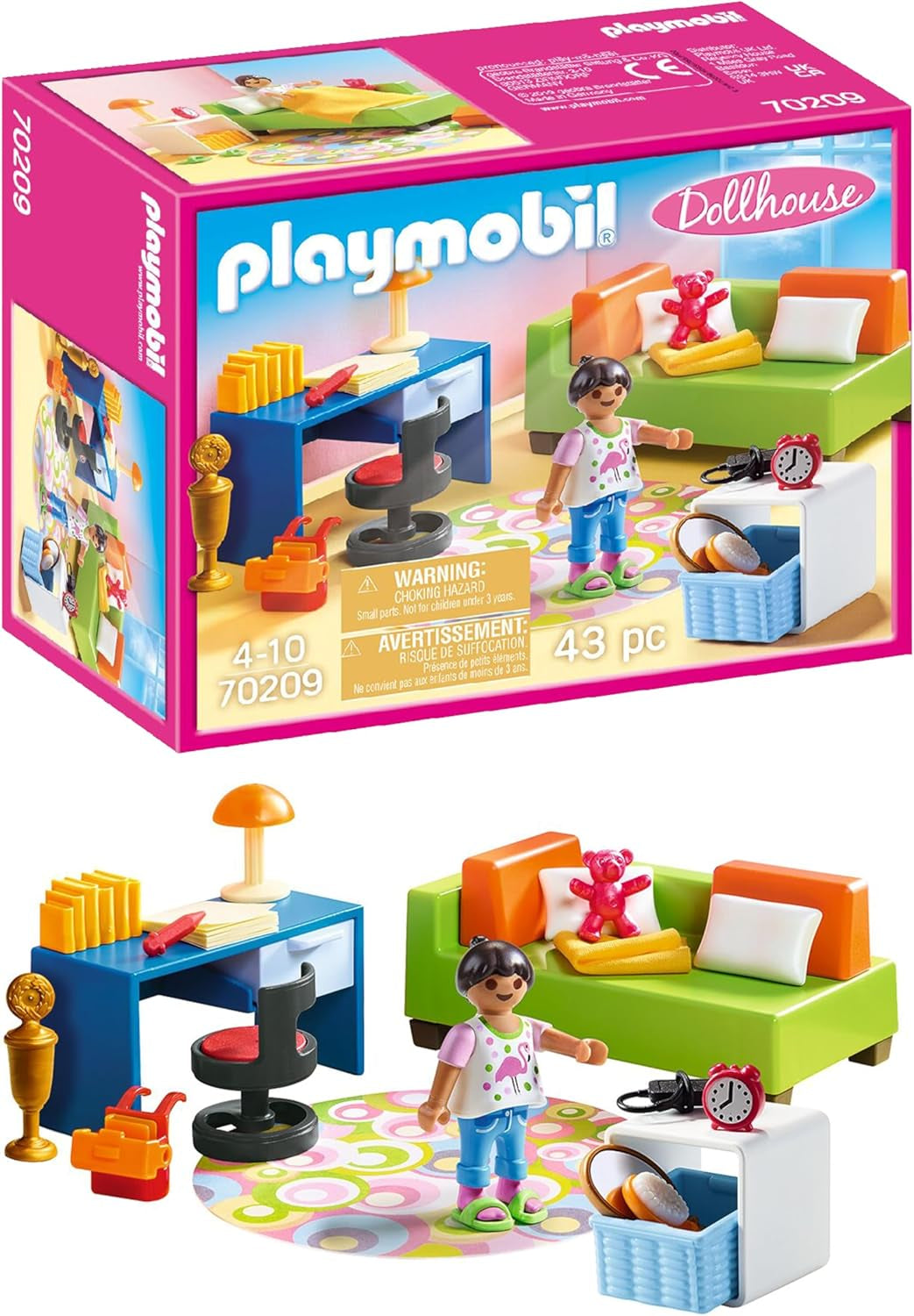 PLAYMOBIL casa delle bambole 70209 Stanza dei ragazzi con figura di ragazza e accessori, da 4 anni Case delle bambole Naty Shop Stanza dei ragazzi