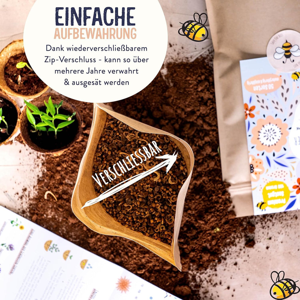 Blumenwiese Samen I 200 g I Blumensamen mehrjährig I Samen für Bienen Blumenmischung I Wildblumensamen f. Balkonblumen, Wildblumen I Wildblumensamen più inverno come Bienenweide