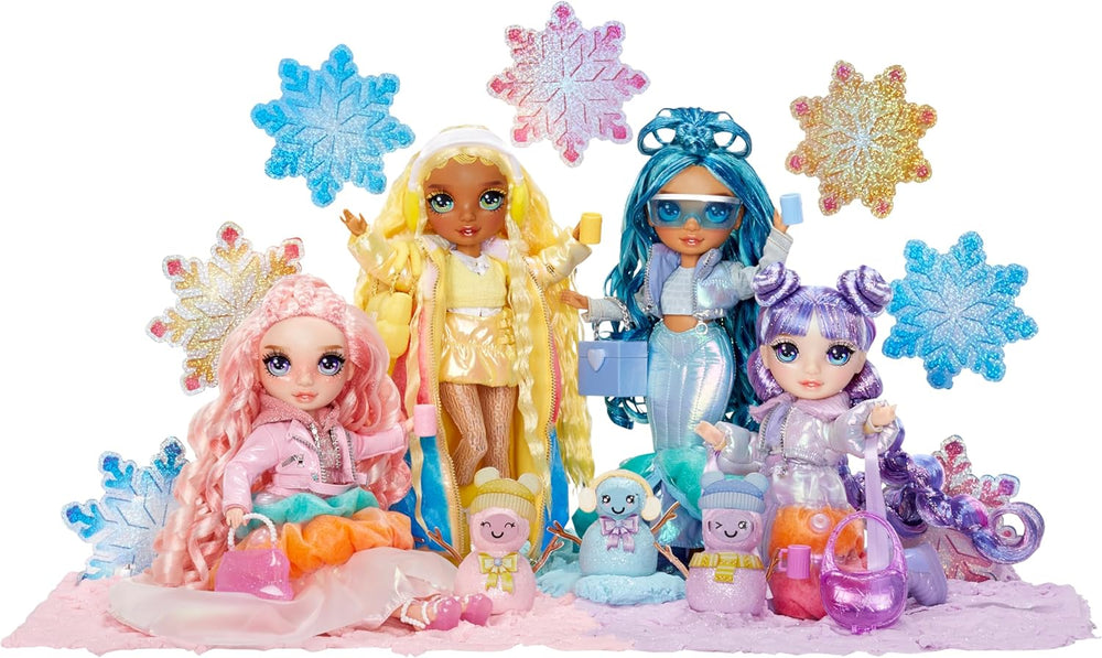 Rainbow High Winter Wonderland - Sunny (Galben) - Păpușă la modă de 28 cm, cu zăpadă magică ascunsă care se umflă cu apă, cu set de om de zăpadă, potrivită pentru copii 4-12 ani și colecționari