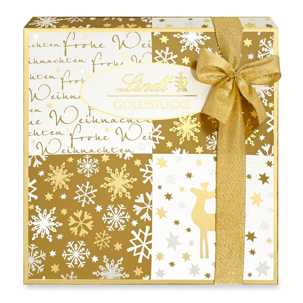 Cioccolata Lindt | Scatola di praline in pezzi d'oro | 180 g| 18 praline in 10 assortimenti come pregiato assortimento di praline, alcune con alcol | Confezione regalo premium con praline natalizie