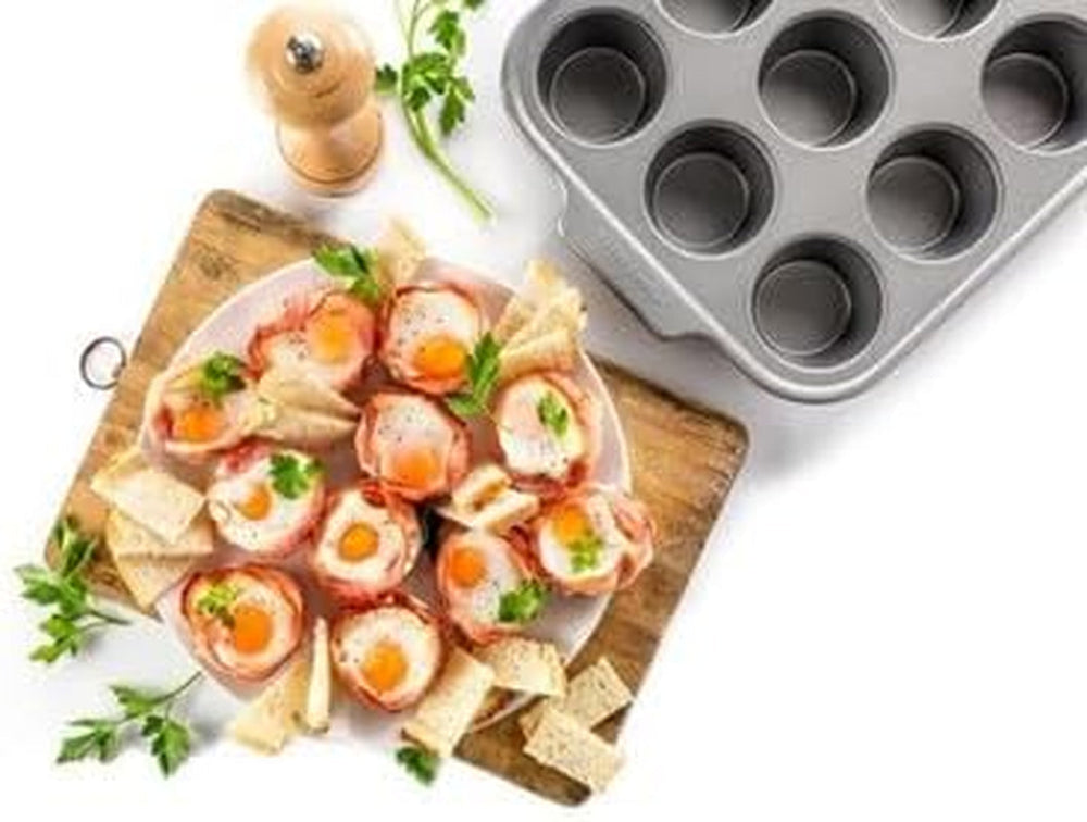 Kitchenaid Teglie per muffin in acciaio alluminato Teglia antiaderente Utilizzabile in forno Lavabile in lavastoviglie Grigio Naty Shop Teglie e vassoi da forno