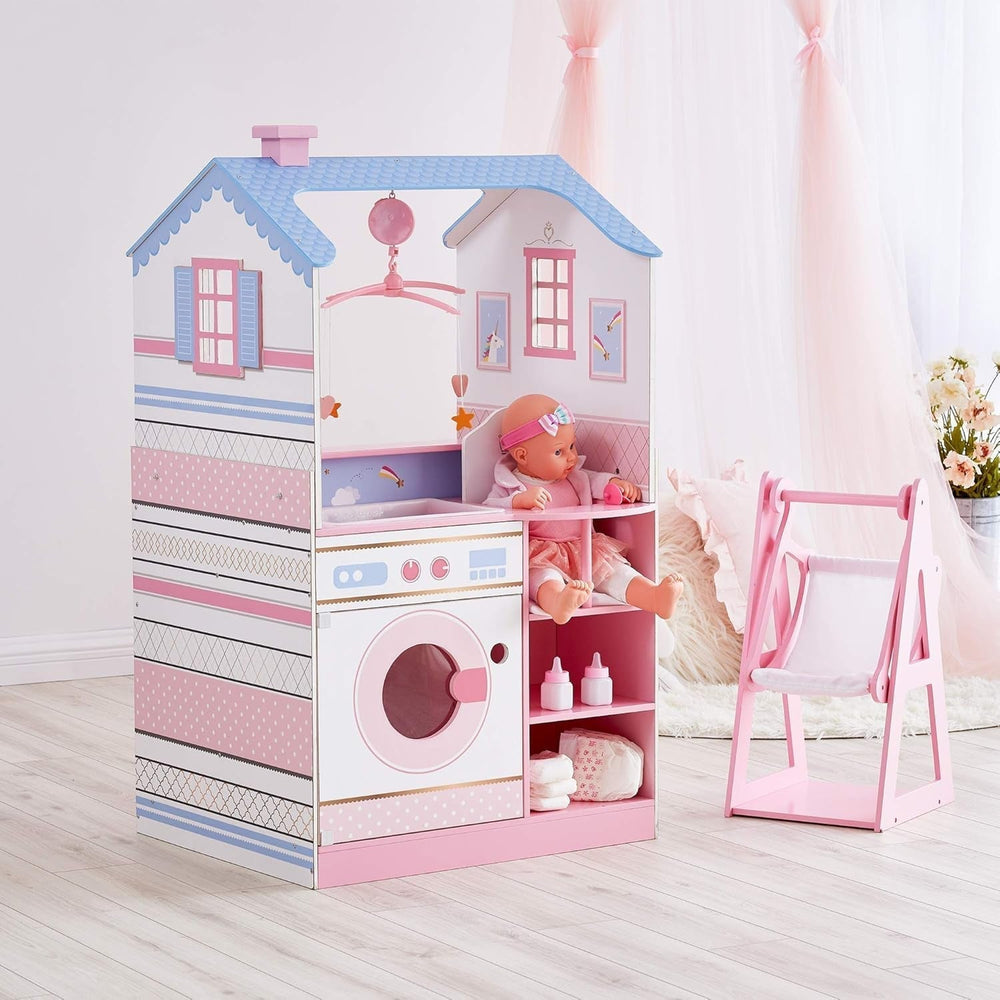 Olivia'S Little World Teamson Kids Bambole da 18 pollici Casa delle bambole in legno Asilo bifacciale TD-11460W Case delle bambole Naty Shop