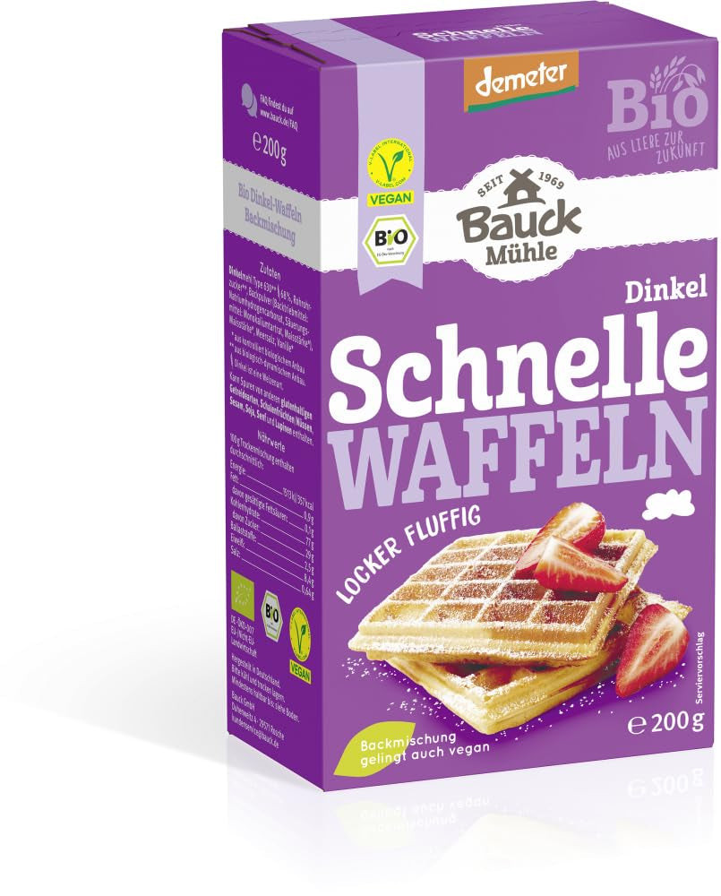 Demeter Bauck Hof Bio Dinkel Waffeln, 200 G Amestec pentru copt si gatit Naty Shop 12 X 200 Gr