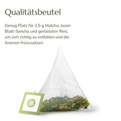 Ceai verde organic Genmaicha Anna'S Teapot - Ceai verde japonez în pliculețe cu orez brun prăjit și Matcha - 20 pliculețe piramidale în pungă resigilabilă