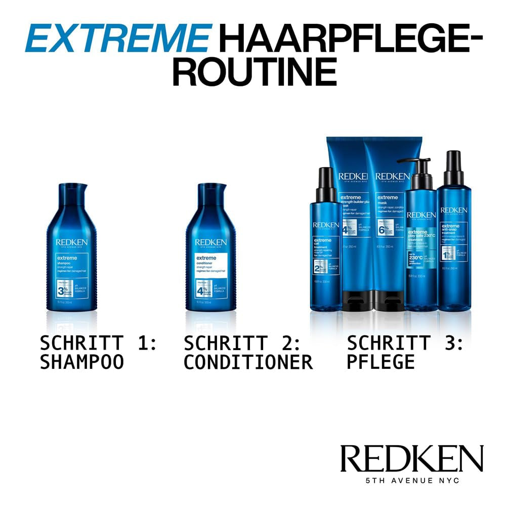 Redken Mască intensivă pentru păr pentru toate tipurile de păr deteriorat, repară și regenerează, anti-rupere, Mască Extreme Strength Builder Plus, 1 x 250 ml Masca de par Naty Shop
