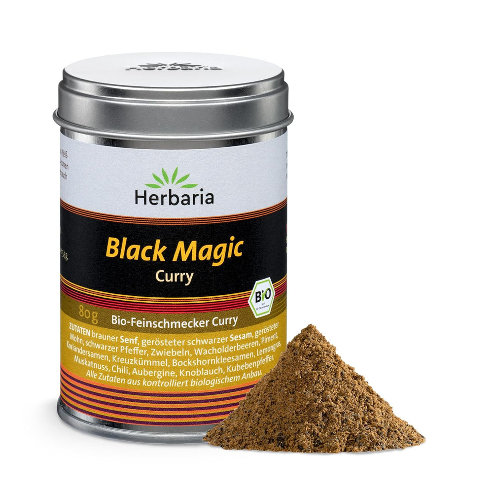 Herbaria Good Old Mild Curry bio 80g M-Dose – Currypulver, Currymischung - Bio-Gewürzmischung für klassische Curry-Spezialitäten z.B. Currywurst - ingrediente erlesenen in nachhaltiger Aromaschutz-Dose