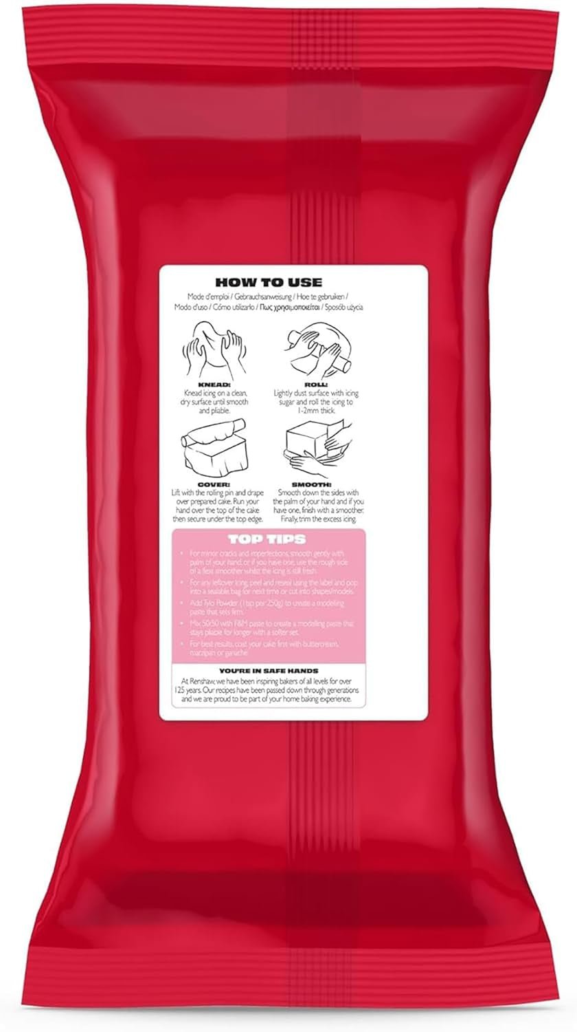 Extra Fondant Pink 1kg - Fondant extra elastic cu aromă de vanilie, perfect pentru acoperirea prăjiturilor - Pink - 1 kg Pasta de zahar Naty Shop