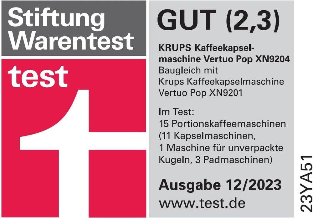 Espressor cu capsule Nespresso Krups Vertuo Pop, capacitate: 560 ml, recunoaștere automată a capsulelor, sistem one-touch, 4 dimensiuni de cești, timp de încălzire scurtat, sustenabil, Aqua Mint, XN9204