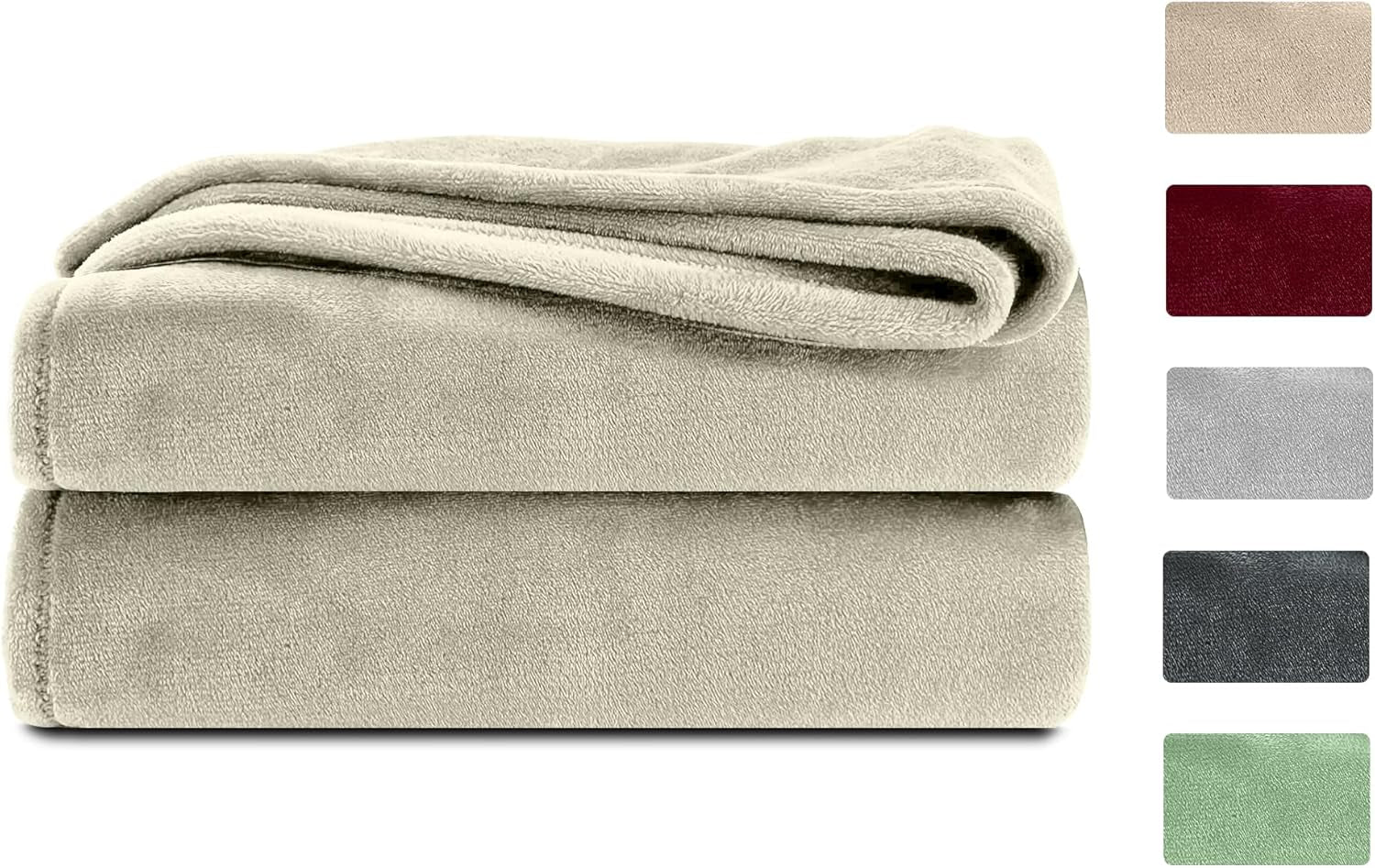 Komfortec pătură pufoasă, pătură confortabilă, pătură fleece, certificată Oeko-Tex, super moale, 150X200 Cm, 260 G/M², bej Paturi si Cuverturi Besuche den Komfortec-Store Ecru 220 X 240 Cm
