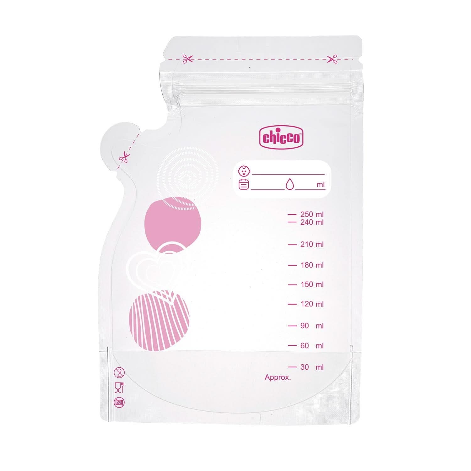 Busta latte Chicco da 30 pezzi, Ermetica, 250 ml Accessori Alimentazione e Allattamento Bebe Naty Shop