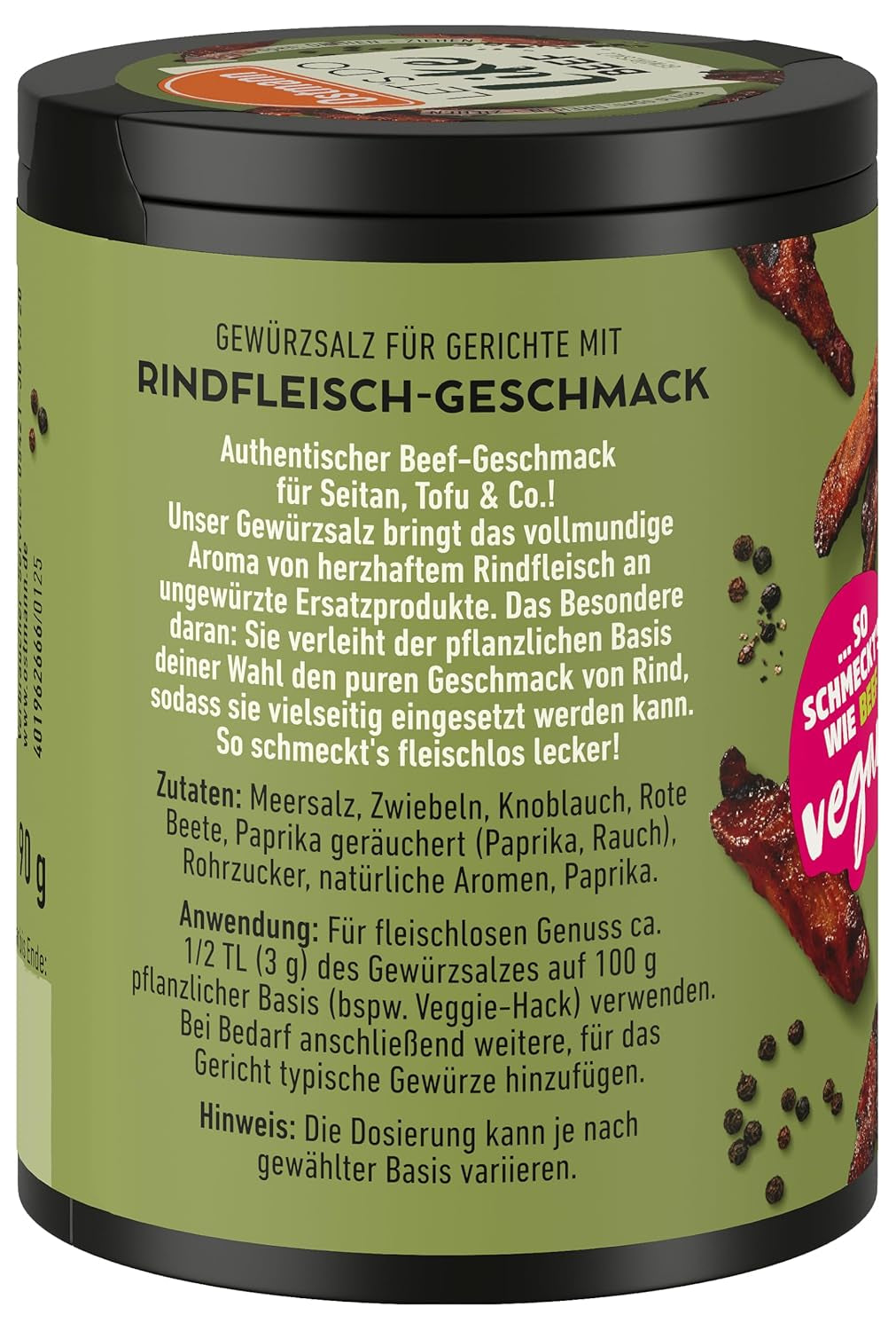 Ostmann Gewürze - Facciamo come il manzo | Rindfleisch-Geschmack für ungewürzte Fleischersatzprodukte | Gewürzsalz für Seitan, Tofu und vegetarian und vegane Gerichte | 90 g in barra riciclabile Metalldose