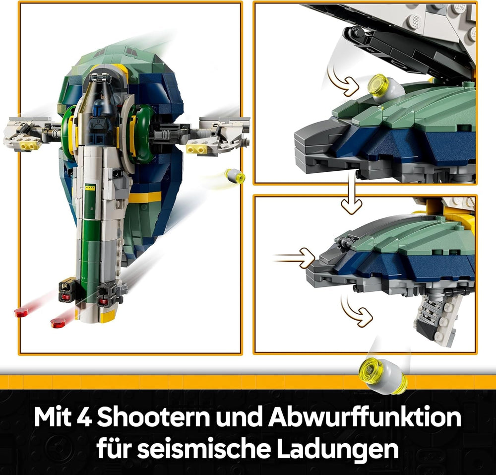 LEGO Star Wars: Angriff der Klonkrieger Jango Fetts Sternenschiff - Spielzeug für Jungen und Mädchen ab 9 Jahren - Kopfgeldjäger Minifiguren - Kreative DIY Deko - Geschenkidee für Kinder - 75433