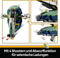 LEGO Star Wars: Angriff der Klonkrieger Jango Fetts Sternenschiff - Spielzeug für Jungen und Mädchen ab 9 Jahren - Kopfgeldjäger Minifiguren - Kreative DIY Deko - Geschenkidee für Kinder - 75433