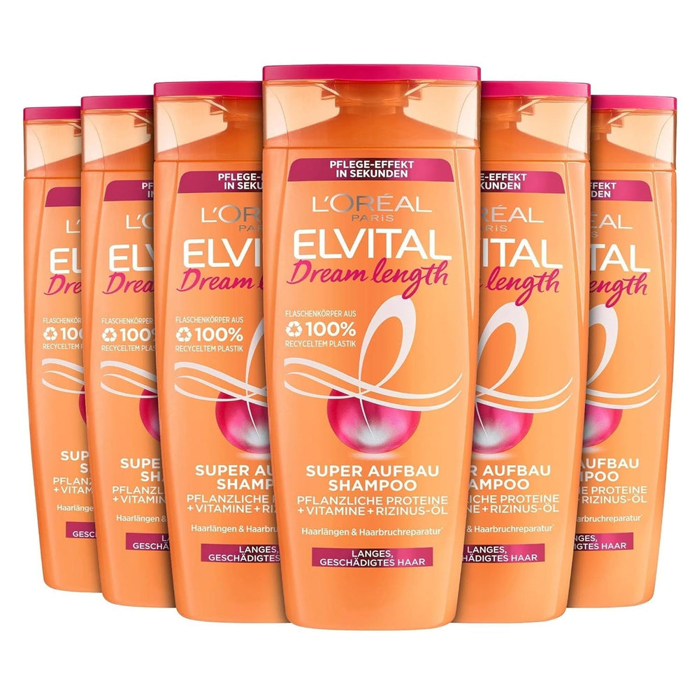 L'Oréal Paris Elvital Dream Length Super Building Shampoo, per capelli lunghi da sogno Doccia e bagno L'Oréal 6 x 300 ml Senza profumo