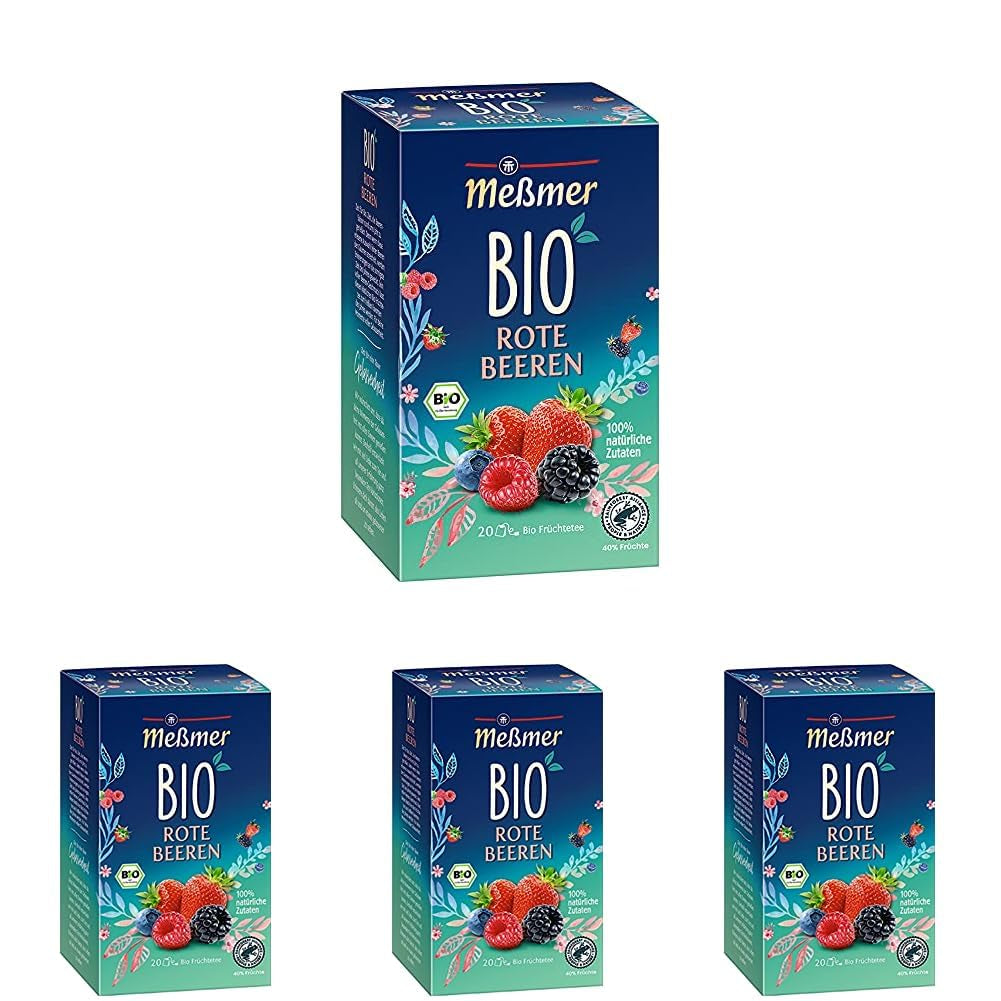Meßmer Bio Rote Beeren | Ingrediente 100% naturale | 20 pliculețe de ceai | Vegan | Fără gluten | Fără lactoză