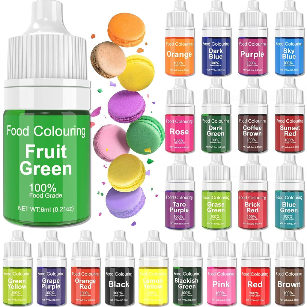 Colorant alimentar, 7 x 12 ml, colorant alimentar lichid foarte concentrat. Set de culori, pentru colorarea aluatului, băuturilor, aromelor, săpunurilor, slime-ului. Decorațiuni pentru torturi, articole de copt (84 ml)