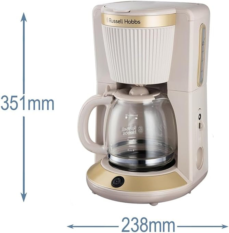 Espressor Russell Hobbs Brontë Stone cu filtru [1,25 l, 1100 W] (tehnologie de preparare WhilTech, sistem anti-picurare, placă de încălzire, carafă de sticlă, indicator al nivelului apei, funcție pauză și turnare) Espressor 26781-56