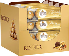 Ferrero Rocher - Specialità Praline alla Nocciola Croccanti e Cremose - Regalo di San Valentino per Lui e per Lei - 16 Confezioni da 4 Praline Individuali
