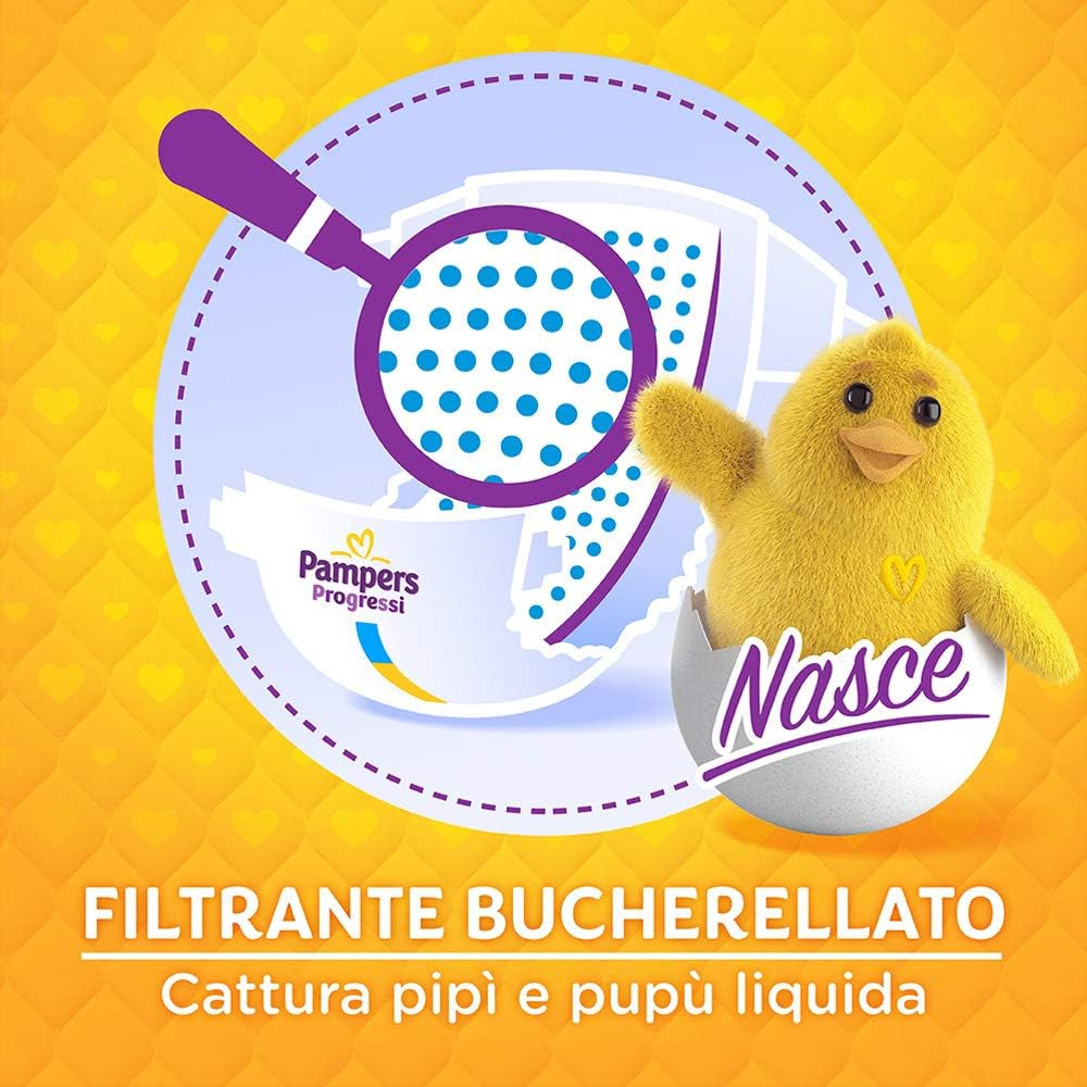 Pannolini Pampers Progressi & Fit Prime Midi, formato corto, 162 pannolini, taglia 3 (4-9 kg), iscrizione online in palestra per 1 mese in regalo