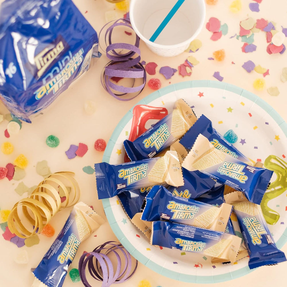 Mini Wafer Al Cioccolato Bianco Tirma | (16 unità x 13,5 g), 216 g | Delicata farcitura alla crema | Non OGM | Adatto ai vegetariani | Confezionati singolarmente | Spuntino al sacco