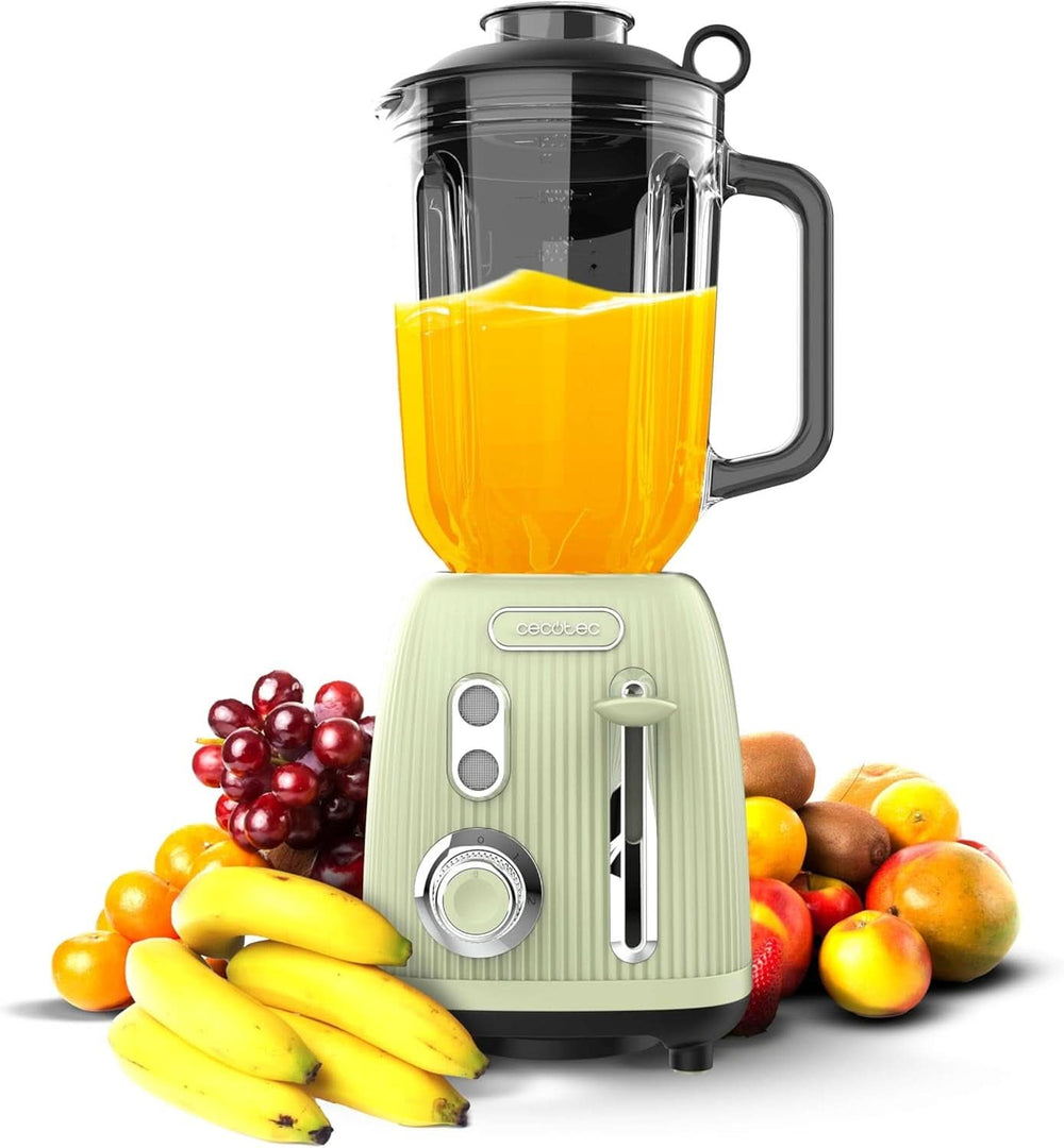 Robot da cucina Cecotec Retro Power Nero Titanio Retrogreen. 1200 W Maximale Leistung, 2 Geschwindigkeiten, 4-Klingen-Messer Mit Schwarzer Titanbeschichtung und 1.5L Krug, Vintage-Design in Grün Kitchen Naty Shop Green