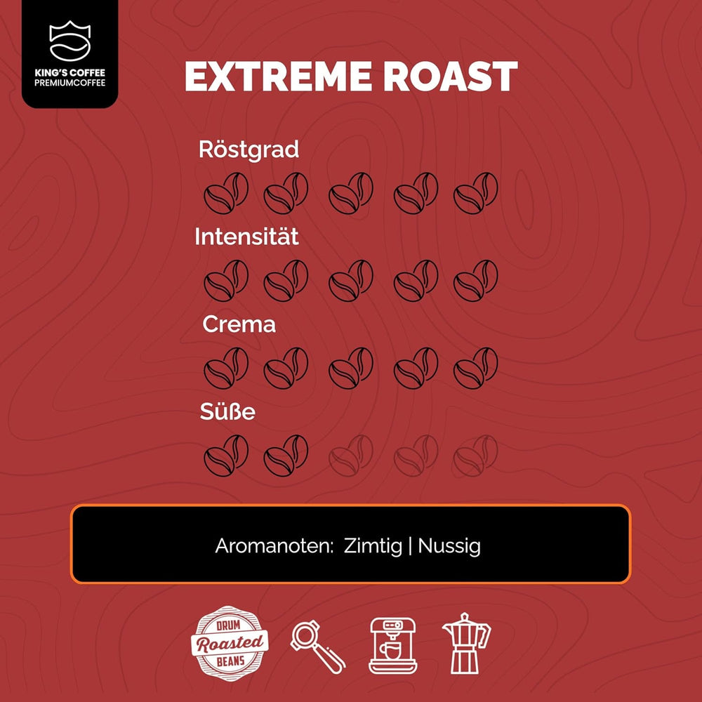 KING'S COFFEE - PRĂJIRE EXTREMĂ - Boabe de Espresso Intenso - aciditate foarte scăzută - prăjire în loturi mici din Italia - boabe de cafea pentru aparate complet automate și aparate cu portafiltru - 1 kg